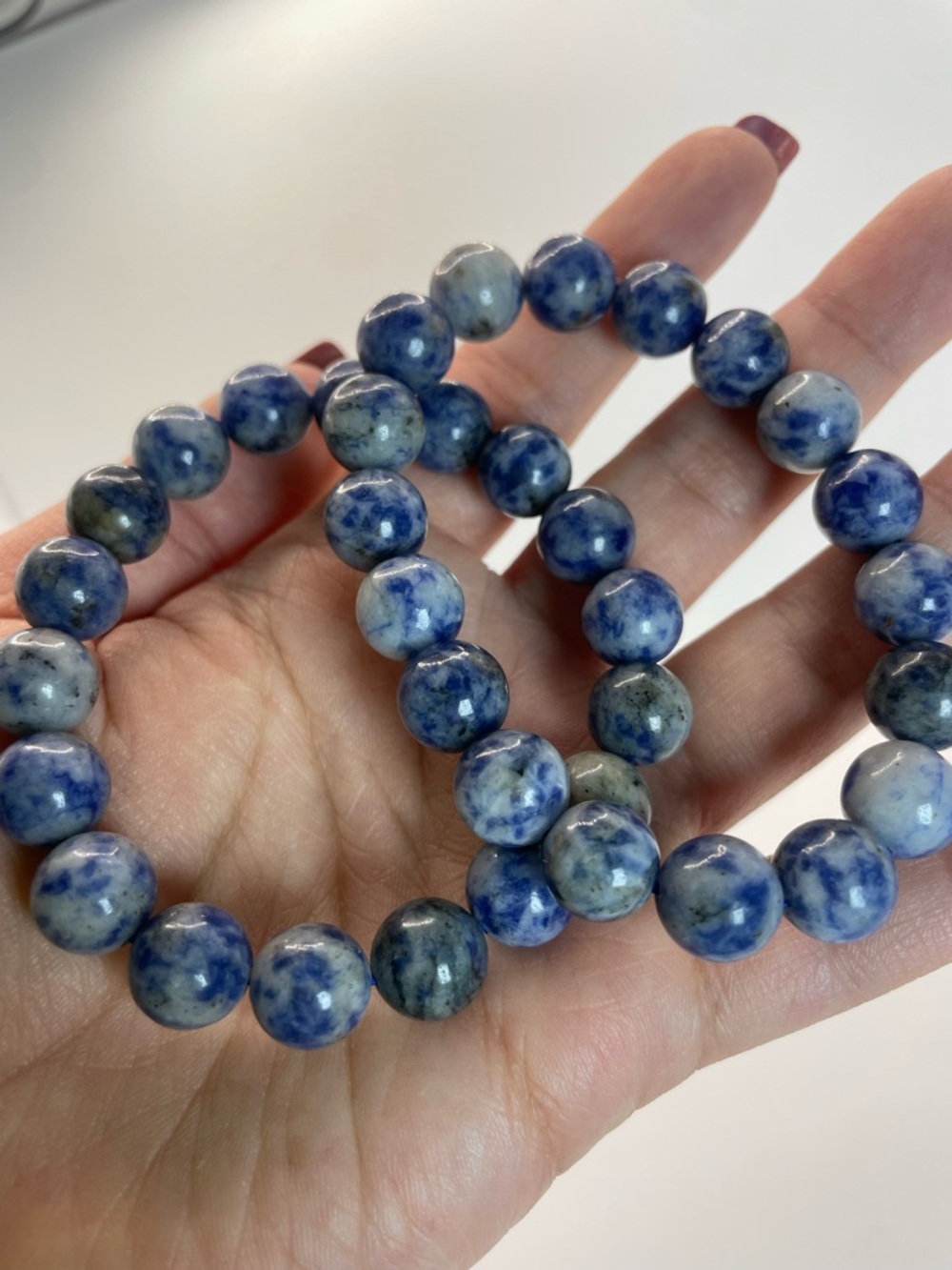 ONE Blue Spotted Jasper Beaded Stretch Bracelet - 10mm (0114)